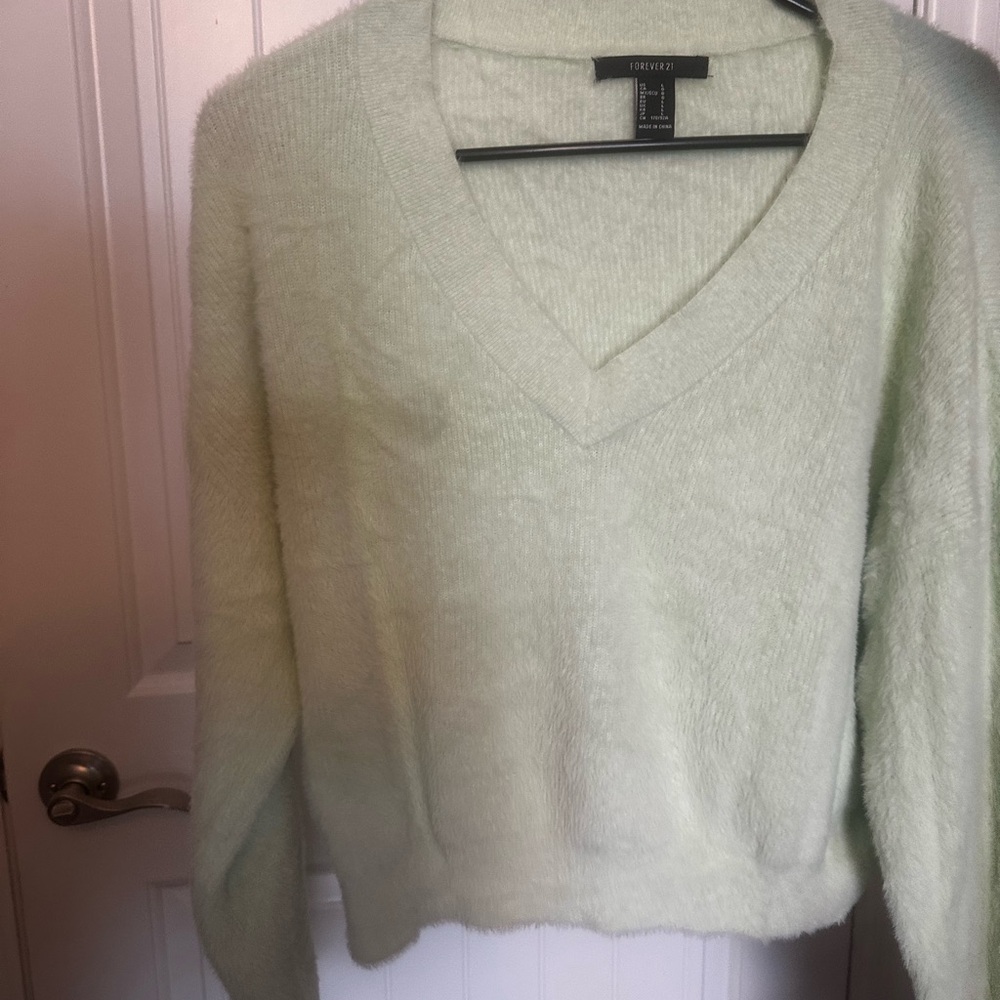 Light Green V-Neck Sweater